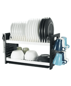 Qasa Rustless 2 Tier Plastic Dish Drainer for draining plates and keeping arranged