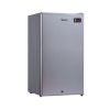 a silver refrigerator with a black label - Midea 85L Single Door Refrigerator