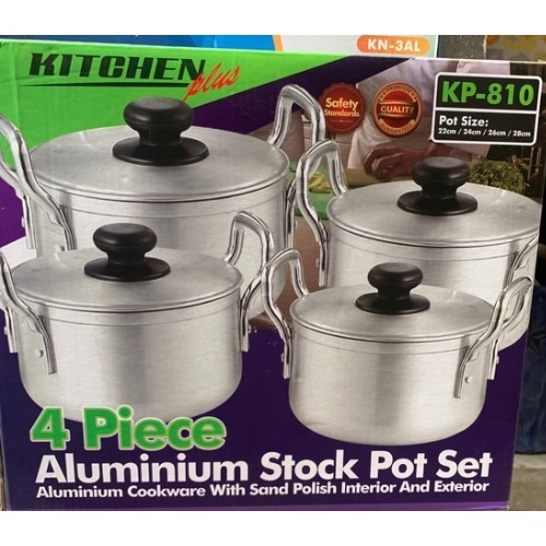 Kitchen Plus 4pcs Aluminium Stock Pot Set - Image 2