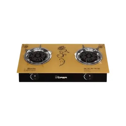 QASA 2 Burner Table Top Glass Gas Cooker QGC-2BG Lotus