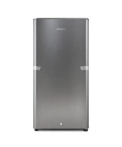 Hisense 150L Single Door Refrigerator in grey color and the chest freezer is closed
